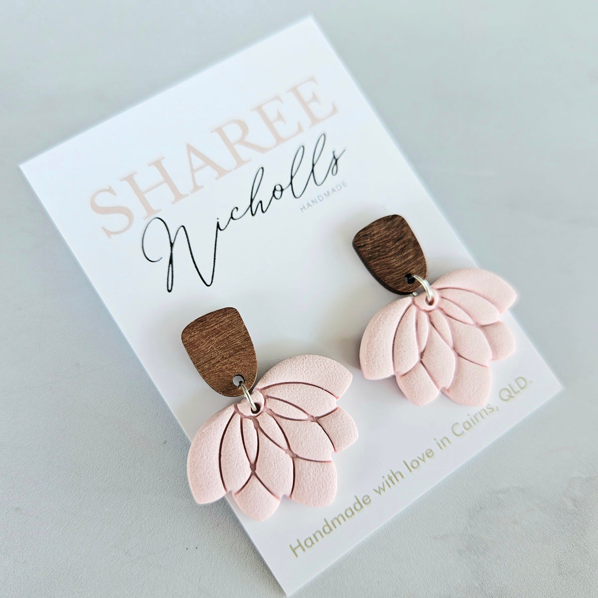 Wendy Dangle Polymer Clay Earrings Ballet Pink