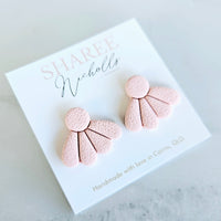 Spring Petals Statement Stud Polymer Clay Earrings - Soft Peach