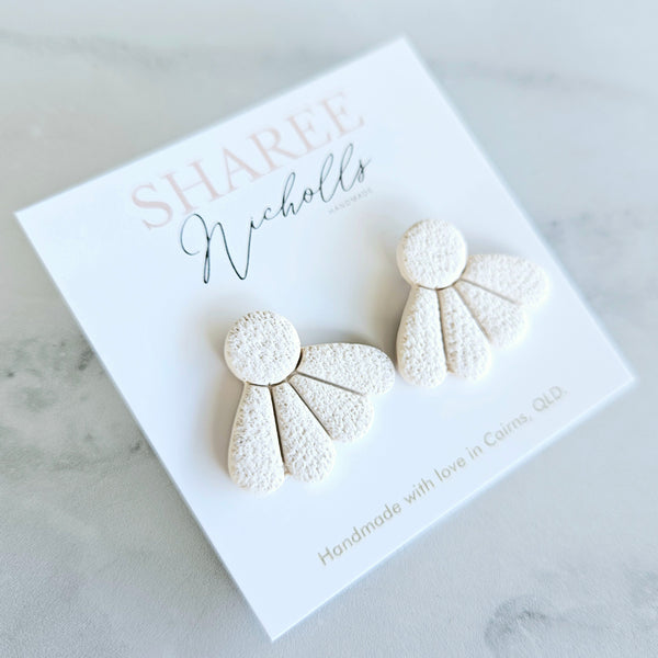 Spring Petals Statement Stud Polymer Clay Earrings - Porcelain