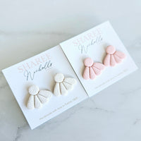 Spring Petals Statement Stud Polymer Clay Earrings - Porcelain