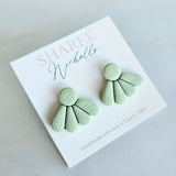 Spring Petals Statement Stud Polymer Clay Earrings - Sea Mist