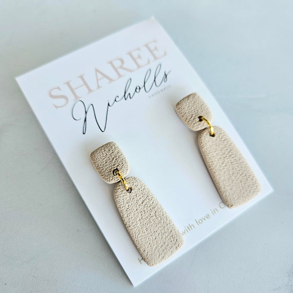 Sophia Dangle Polymer Clay Earrings - Ash