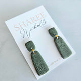 Sophia Dangle Polymer Clay Earrings - Lunar Green
