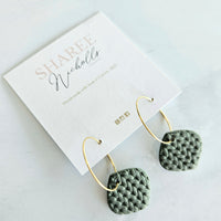 Scarlett Dangle Polymer Clay Earrings - Lunar Green