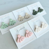 Spring Petals Statement Stud Polymer Clay Earrings - Ash