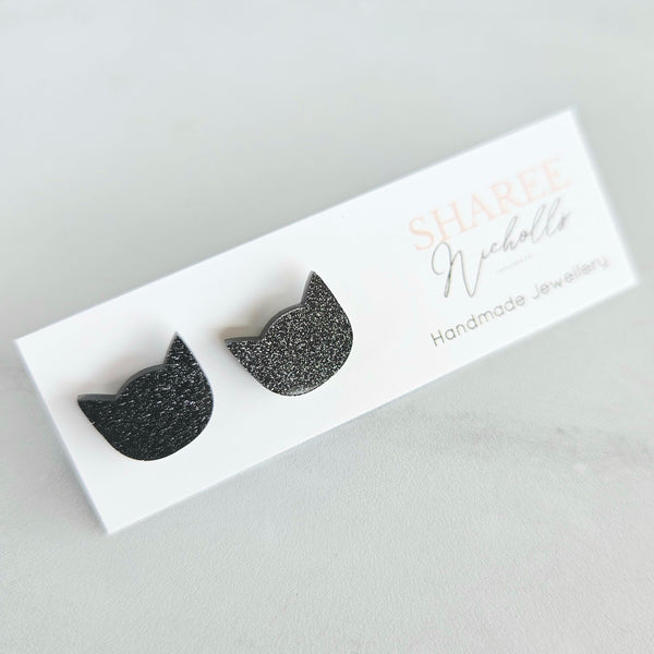 Halloween Black Cat Acrylic Stud Earrings