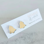 Silver Mirror Christmas Bells Acrylic Stud Earrings