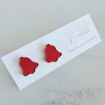 Red Mirror Christmas Bells Acrylic Stud Earrings