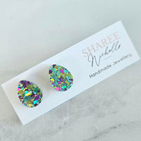 Holographic Shard Glitter Easter Egg Acrylic Stud Earrings