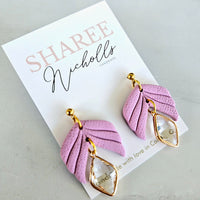 Lily Dangle Polymer Clay Earrings - Light Wisteria