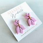 Tulip Duo Dangle Polymer Clay Earrings - Light Wisteria