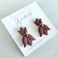 Tulip Duo Dangle Polymer Clay Earrings - Cocoa Bean