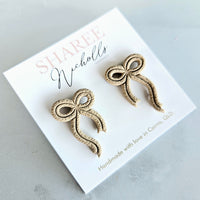 Pretty Bow Statement Stud Polymer Clay Earrings - Chino