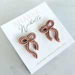 Pretty Bow Statement Stud Polymer Clay Earrings - Spice