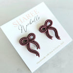 Pretty Bow Statement Stud Polymer Clay Earrings - Cocoa Bean