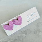 Organic Hearts Stud Polymer Clay Earrings - Light Wisteria