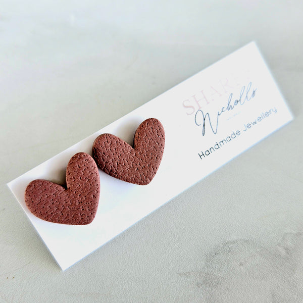 Organic Hearts Stud Polymer Clay Earrings - Spice