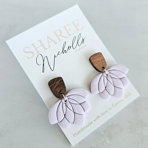 Wendy Dangle Polymer Clay Earrings - Lilac Mist