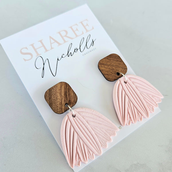 Hannah Dangle Polymer Clay Earrings - Ballet Pink