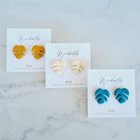 Monstera Polymer Clay Stud Earrings: Choose Colour