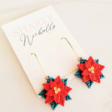 Poinsettia Polymer Clay Dangle Earrings: Choose Colour