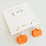 Halloween Pumpkin Polymer Clay Hoop Dangle Earrings