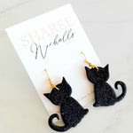 Halloween Kitty Noir Polymer Clay Dangle Earrings