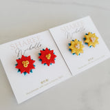Poinsettia Polymer Clay Statement Stud Earrings: Choose Colour