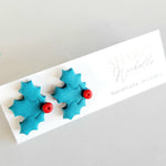 Polymer Clay Christmas Holly Studs - Sharee Nicholls Handmade