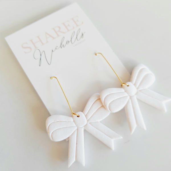 Festive Bow Polymer Clay Dangle Earrings - Sharee Nicholls Handmade