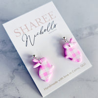 Easter Sitting Bunny Dangle Polymer Clay Earrings
