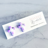 Easter Pastel Gingham Cross Polymer Clay Stud Earrings: Choose Colour