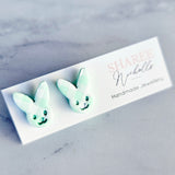 Easter Pastel Gingham Bunnies Polymer Clay Stud Earrings: Choose Colour