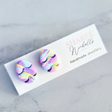 Large Easter Pastel Gingham Imprint Eggs Polymer Clay Stud Earrings: Choose Colour